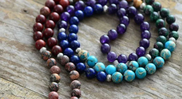 7 Chakra Mala Unique 8MM Natural Stone Long Tassel