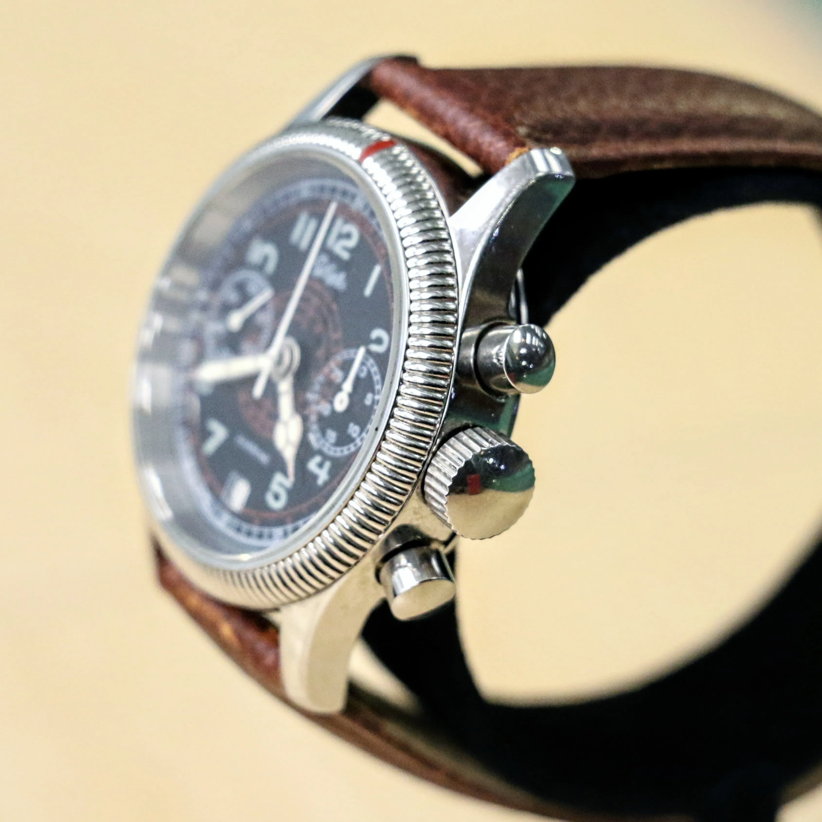 POLJOT "Hanhart" Flieger Chronograph Wristwatch 23 Steine P3133 No. 007/200 Date Indicator Watch