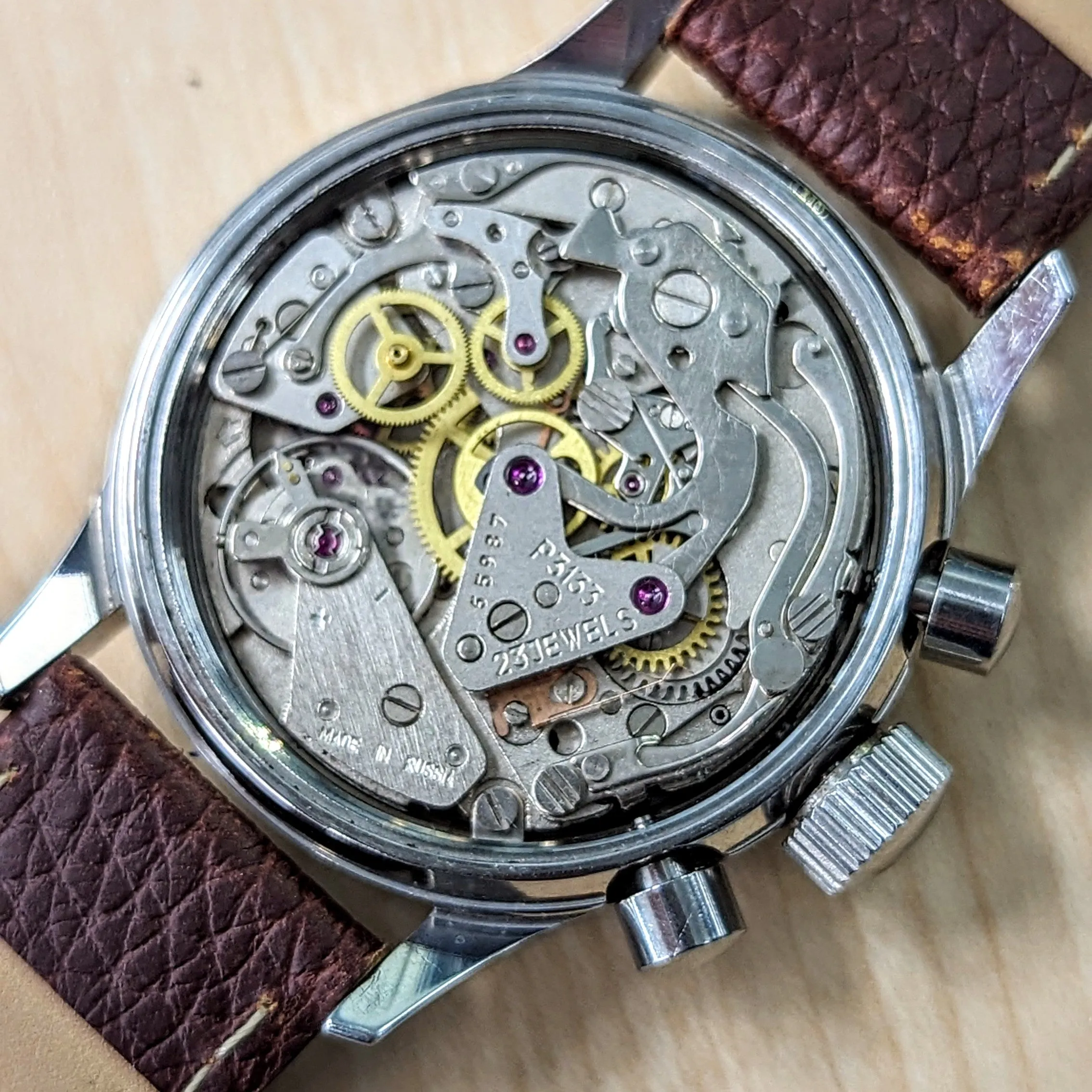 POLJOT "Hanhart" Flieger Chronograph Wristwatch 23 Steine P3133 No. 007/200 Date Indicator Watch
