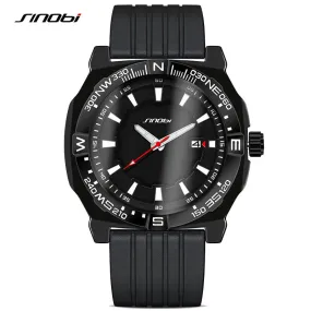 SINOBI Fashion Sport Mens Wrist Watches Diver Rubber Watchband Top Luxury Brand Males Waterproof Quartz Clock Erkek Saatler 2016