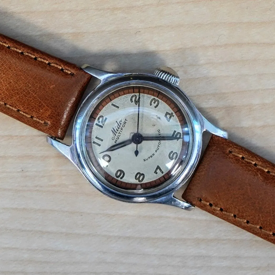 Vintage MIDO Multifort Super Automatic Watch ALL S.S. 17 Jewels Cal. 817 Two-Tone Dial 220